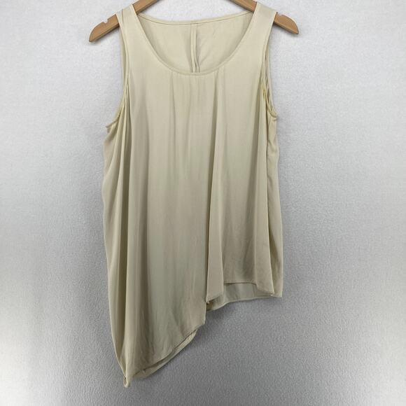 EILEEN FISHER Tank Top S Silk Georgette Crepe Tunic Asymmetric Off White - Picture 1 of 11